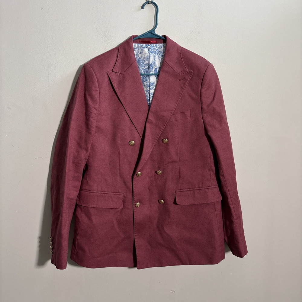 Gianni Feraud Luxury Double Breast Jacket Size 44 Mele Alessandro Italian Linen